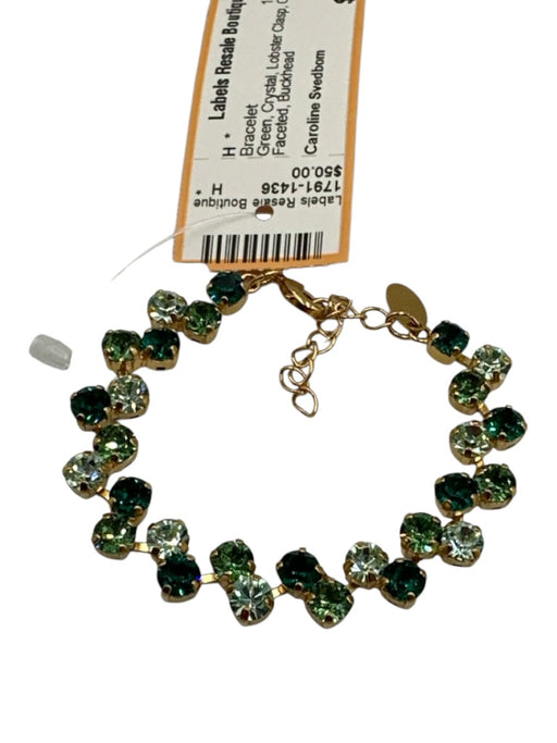Caroline Svedbom Green Crystal Lobster Clasp Circle Cut Faceted Bracelet Green