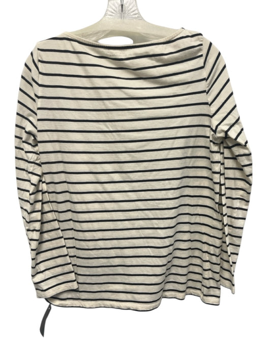 Ann Mashburn Size XL Cream & Black Cotton Wide Neck Horizontal Stripe Top Cream & Black / XL