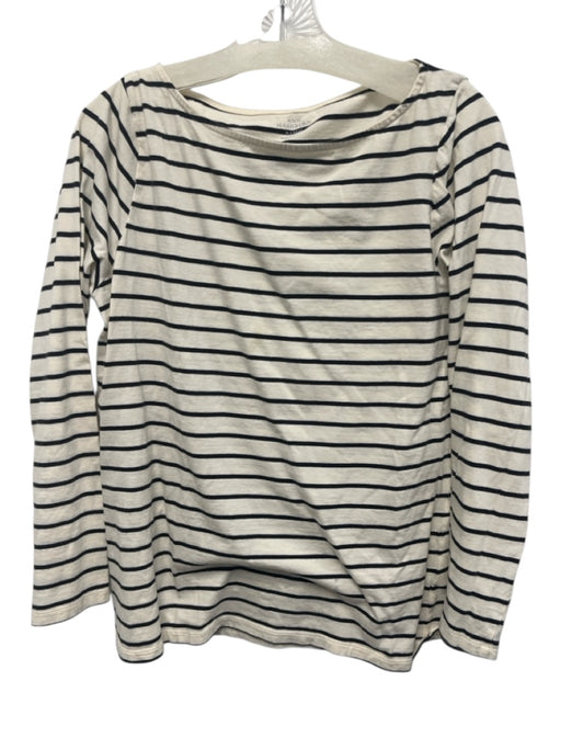 Ann Mashburn Size XL Cream & Black Cotton Wide Neck Horizontal Stripe Top Cream & Black / XL