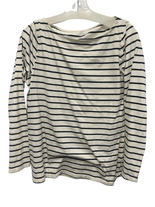 Ann Mashburn Size XL Cream & Black Cotton Wide Neck Horizontal Stripe Top Cream & Black / XL