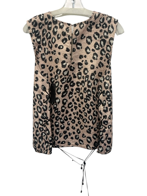 Ann Mashburn Size L Peach, Black & Gold Polyester Sleeveless Leopard Top Peach, Black & Gold / L