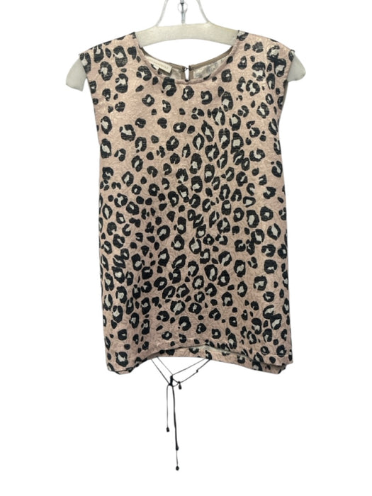 Ann Mashburn Size L Peach, Black & Gold Polyester Sleeveless Leopard Top Peach, Black & Gold / L