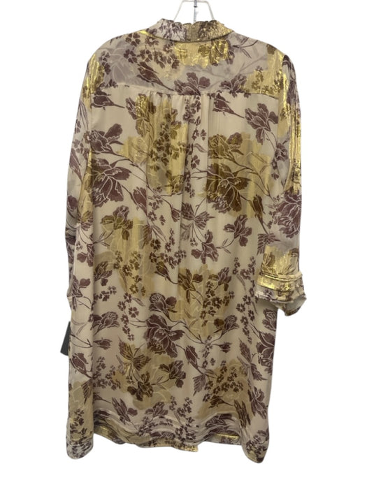 Diane Von Furstenberg Size 14 Burgundy, Cream & Gold Silk Blend Floral Dress Burgundy, Cream & Gold / 14