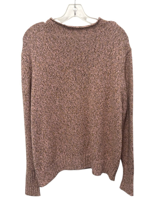 Ann Mashburn Size XL Pink & Tan Cotton Knit Marbled Mock Neck Sweater Pink & Tan / XL