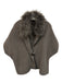 Peserico Size L Dark Gray & Gray Wool & Cashmere Raccoon Collar Knit Jacket Dark Gray & Gray / L