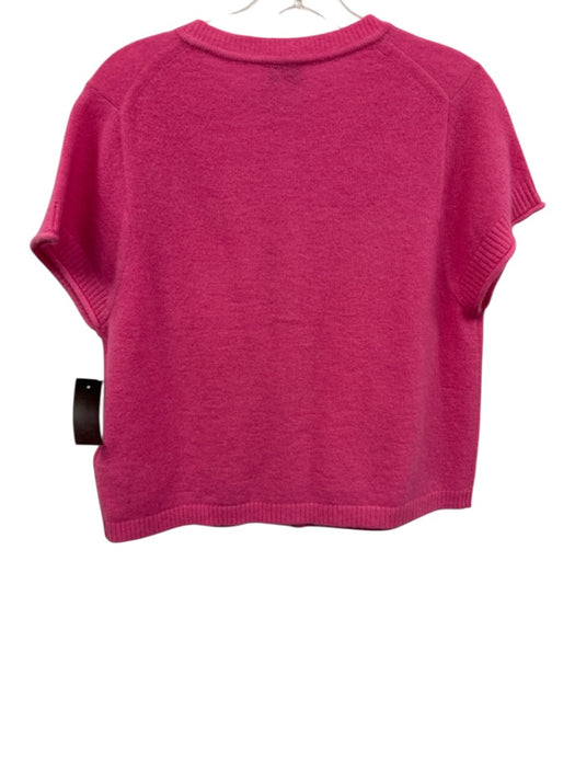 ME+EM Size L Pink Alpaca Blend Button Down Cap Sleeve Cardigan Pink / L