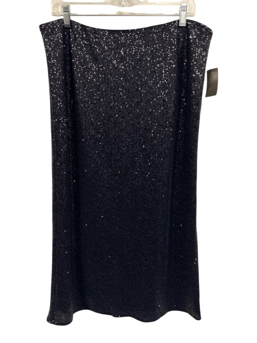 Ann Mashburn Size L Navy Polyester Elastic Waist Fully Sequined Midi Skirt Navy / L