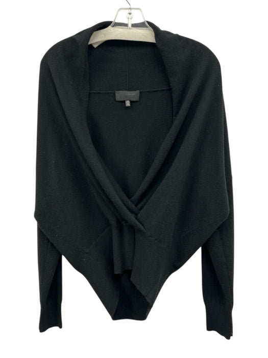 Nili Lotan Size XS Black Cashmere Long Sleeve Draped Wrap V Neck Sweater Black / XS