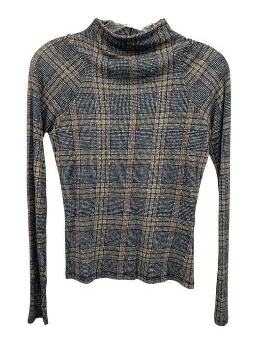 Rag & Bone Size S Navy, Orange & Multi Cotton & Modal Long Sleeve Plaid Top Navy, Orange & Multi / S