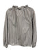 Ann Mashburn Size XS White, Brown & Blue Cotton Striped Long Puff Sleeve Top White, Brown & Blue / XS