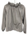 Ann Mashburn Size XS White, Brown & Blue Cotton Striped Long Puff Sleeve Top White, Brown & Blue / XS