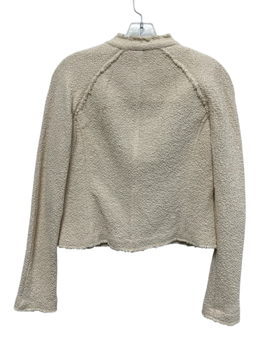 Rag & Bone Size xs / 2 Cream White Cotton Knit Fringe Trim Gold Buttons Jacket Cream White / xs / 2