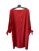 Lafayette 148 Size Large Red Cotton Blend Long Sleeve Boat Neck Darted Dress Red / Large