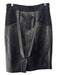 Etcetera Size 4 Black Leather & Viscose Blend Paneled Fabric Block Pencil Skirt Black / 4