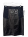 Etcetera Size 4 Black Leather & Viscose Blend Paneled Fabric Block Pencil Skirt Black / 4