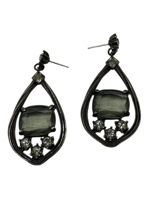 Yosca Gunmetal & Clear Metal Stone pear shape Post Back Cluster Earrings Gunmetal & Clear