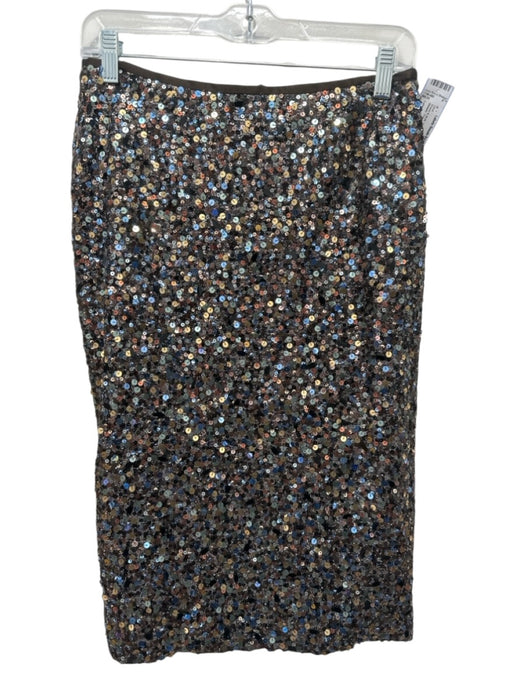 Lafayette 148 Size 6 Brown & Multi Nylon Blend Sequined Metallic Thread Skirt Brown & Multi / 6