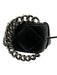 Suzi Roher Black Leather Quilted Silver Tone Hardware Chain Detail Belts Black / Large
