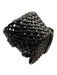 Elise M Black Leather Gold Tone Hardware Woven Braided Detail Round Buckle Belts Black / M/L