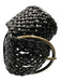 Elise M Black Leather Gold Tone Hardware Woven Braided Detail Round Buckle Belts Black / M/L
