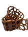 Garnet Hill Brown Leather Cutout Design Gold Tone Hardware Round Buckle Belts Brown / 40