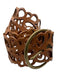 Garnet Hill Brown Leather Cutout Design Gold Tone Hardware Round Buckle Belts Brown / 40