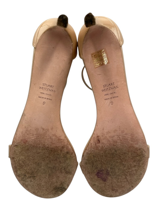 Stuart Weitzman Shoe Size 9 Beige Leather Upper Patent Ankle Buckle Sandals Beige / 9