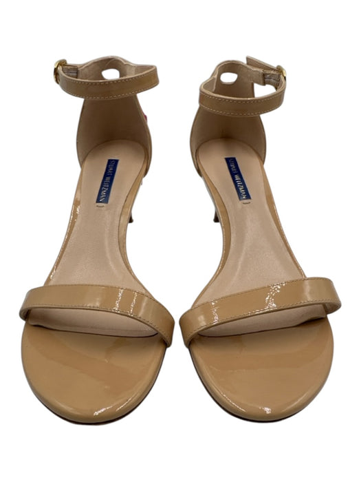 Stuart Weitzman Shoe Size 9 Beige Leather Upper Patent Ankle Buckle Sandals Beige / 9
