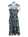 Ulla Johnson Size 6 Teal, Yellow, Purple Cotton Tie Straps Floral Pleated Dress Teal, Yellow, Purple / 6