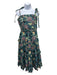 Ulla Johnson Size 6 Teal, Yellow, Purple Cotton Tie Straps Floral Pleated Dress Teal, Yellow, Purple / 6