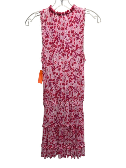 Poupette St. Barth Size M Pink & Red Viscose Floral Ruffle Details Dress Pink & Red / M