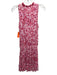 Poupette St. Barth Size M Pink & Red Viscose Floral Ruffle Details Dress Pink & Red / M