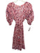 Poupette St. Barth Size L Pink & Orange Viscose Floral Short Puff Sleeve Dress Pink & Orange / L