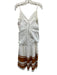 Veronica Beard Size 8 white & tan Cotton Blend Stripe Detail Ruched Dress white & tan / 8