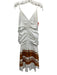 Veronica Beard Size 8 white & tan Cotton Blend Stripe Detail Ruched Dress white & tan / 8