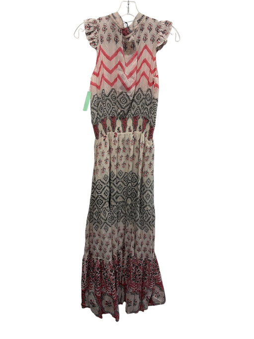 Bell by Alicia Bell Size M White, Pink, Multi Cotton & Silk V Neck Maxi Dress White, Pink, Multi / M