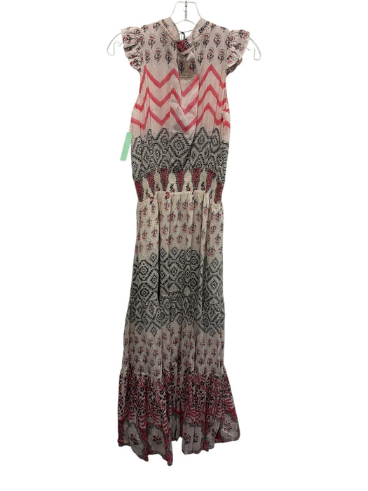 Bell by Alicia Bell Size M White, Pink, Multi Cotton & Silk V Neck Maxi Dress White, Pink, Multi / M
