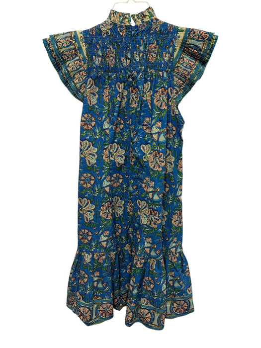 Love The Label Size XS Blue & Multi Cotton Ruffle Cap Sleeve Tropical Dress Blue & Multi / XS