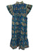Love The Label Size XS Blue & Multi Cotton Ruffle Cap Sleeve Tropical Dress Blue & Multi / XS
