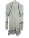 Veronica Beard Size M White & Multi Cotton Long Sleeve Tassles Split Neck Dress White & Multi / M