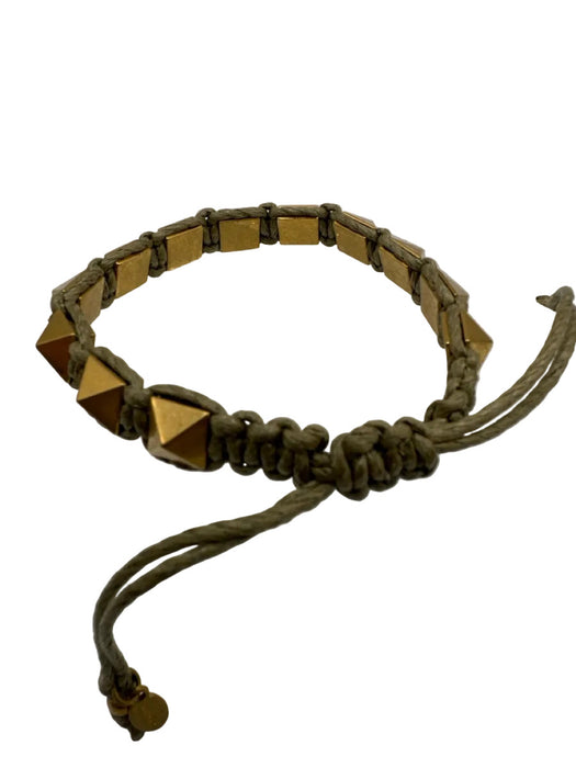 Valentino Sage green Hemp Gold Studs Adjustable Bracelet