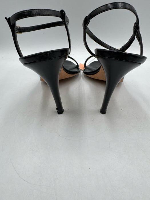Manolo Blahnik Shoe Size 39 Black Leather Ankle Strap Open Toe Sandals