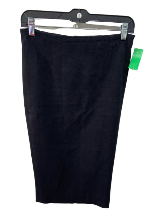 Intermix Size M Black Cotton Textured Back Zip Pencil Skirt Black / M