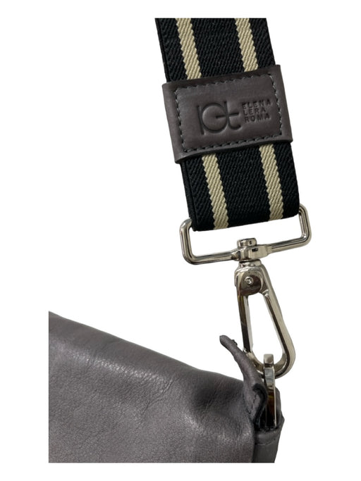 Elena Lera Roma Gray Leather Crossbody Flap Bag Gray / Medium