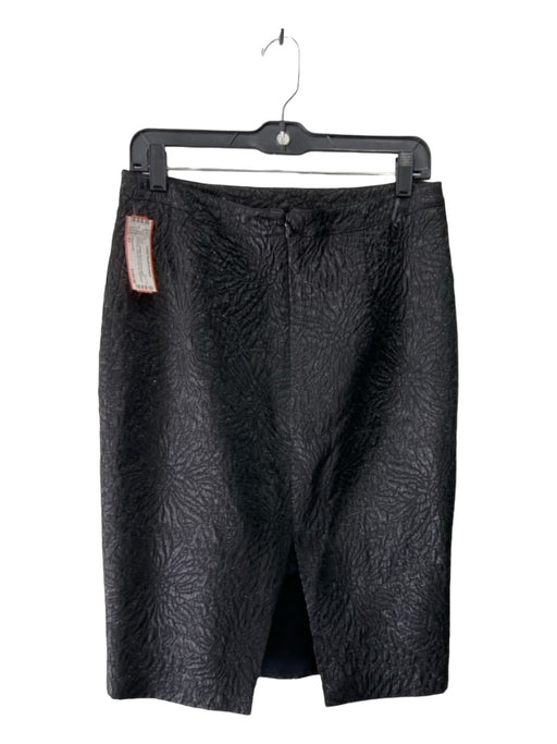 Andrew GN Size 42 Black Acetate Blend Knee Length Shimmer Textured Skirt Black / 42