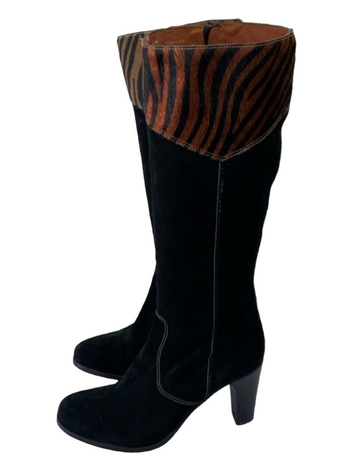 Grigiarancio Shoe Size 8 Black & Brown Suede Animal Print Accents Heel Boots Black & Brown / 8