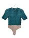 abacaxi Size S Teal Cotton Round Neck Short Sleeve Ruffle Trim rouched Bodysuit Teal / S