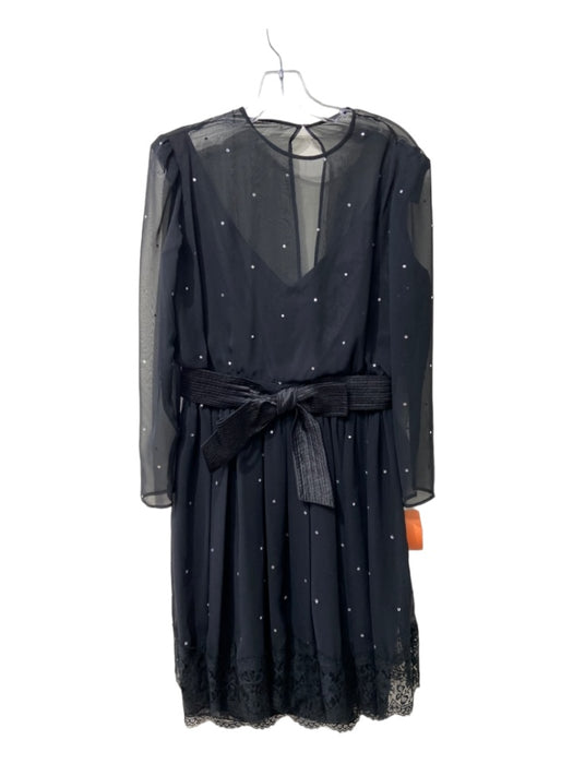 Liancarlo Size 12 Black Polyester Round Neck Long Sleeve Rhinestone detail Dress Black / 12