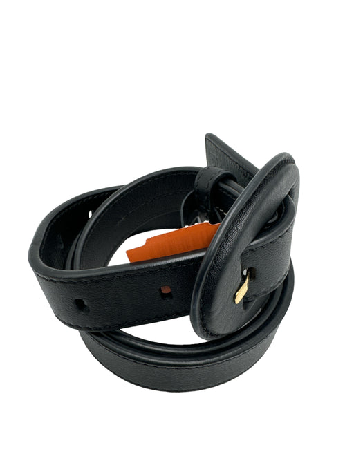 Altuzarra Black Leather Thin Oval Buckle Belts Black / XS/S