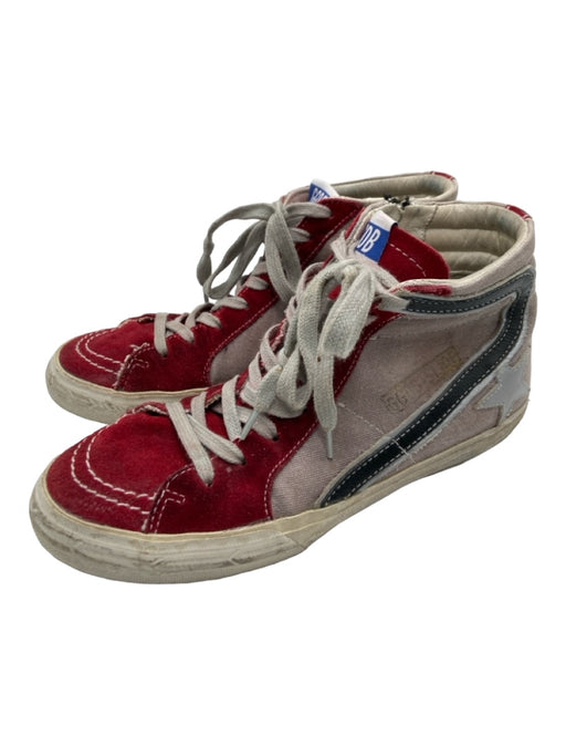 Golden Goose Shoe Size 37 Red Pink & White Canvas Lace Up High Top Star Sneakers Red Pink & White / 37